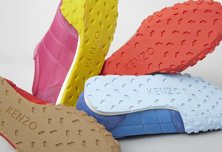 KENZO MOVE系列運動鞋創新膠底材質，完美融合當代潮流美學，鞋尖處的斑紋顆粒與鞋底刻紋亦流露品牌的叛逆基因。圖／KENZO提供