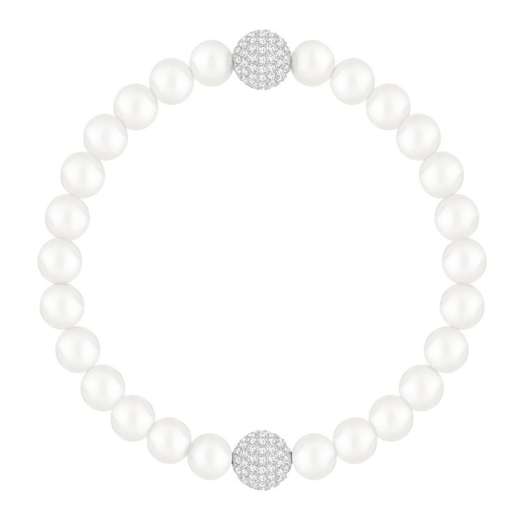 (必用)Swarovski Remix Collection系列White Crystal Pearl，白色，鍍白金色，3,490元。圖／施華洛世奇提供