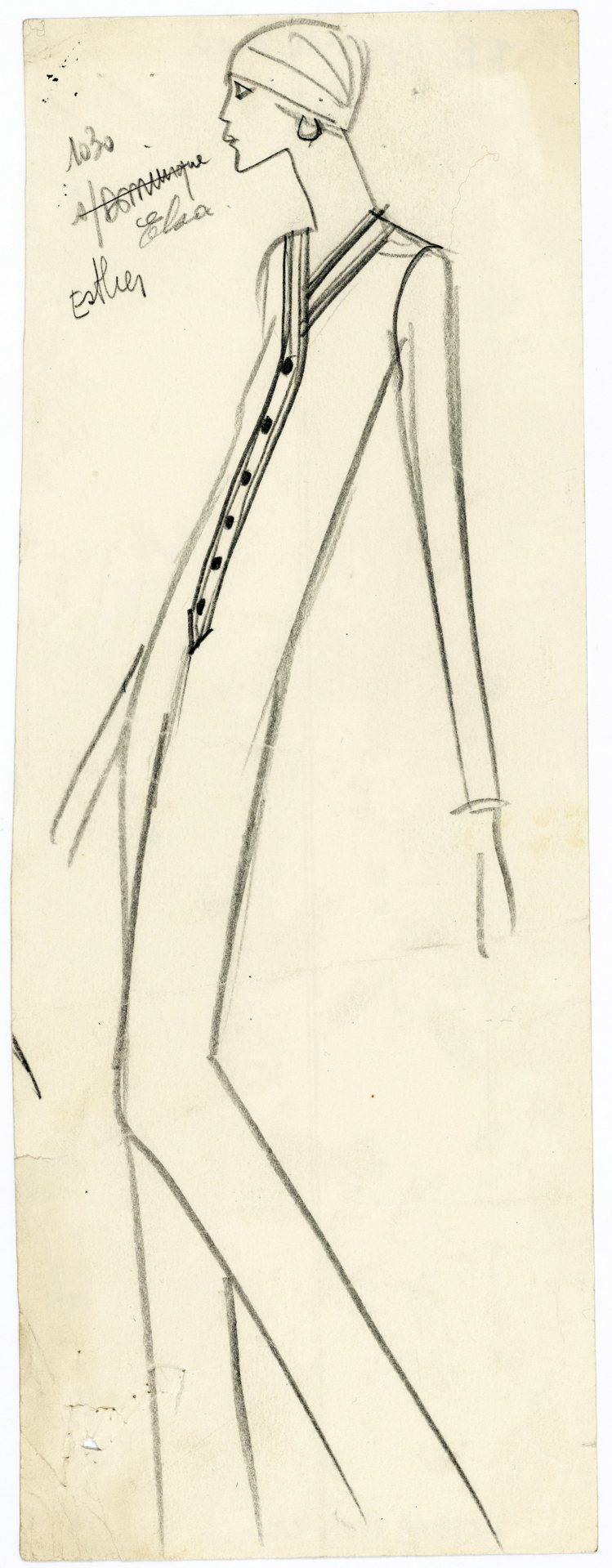 1969年經典的連身服設計草稿。圖／Fondation Pierre Bergé - Yves Saint Laurent提供