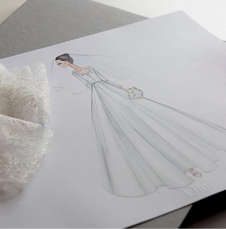 Dior在IG上公開宋慧喬婚紗製作過程。圖／摘自IG