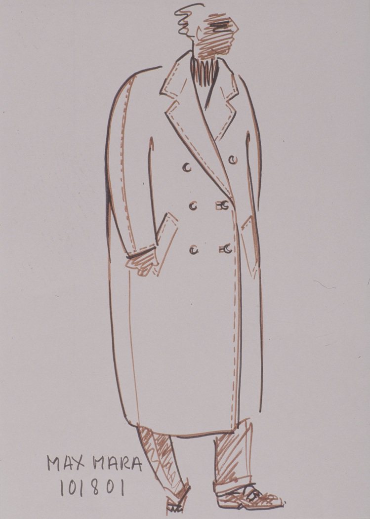 八○年代的Max Mara經典款101801大衣素描。圖／Max Mara提供