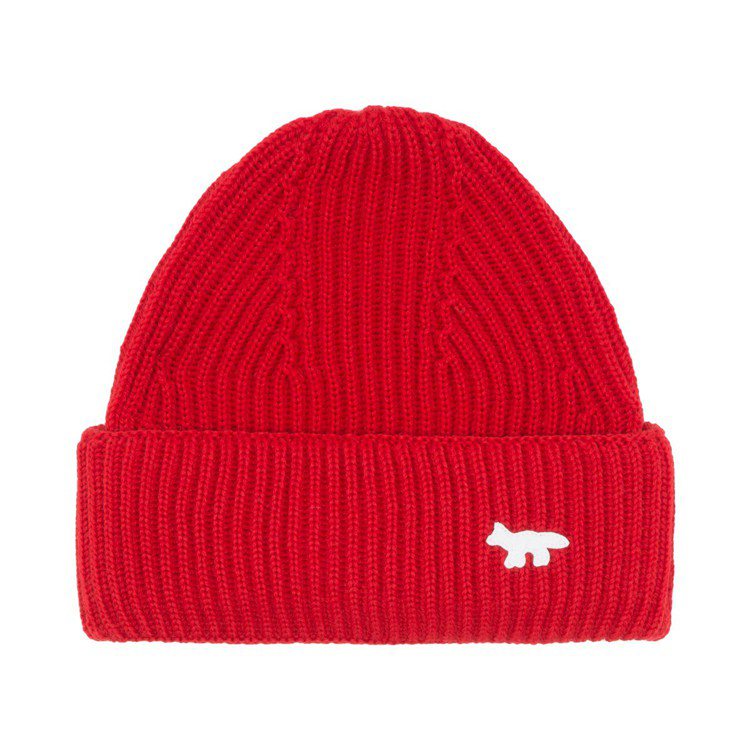 Maison Kitsune紅色毛線帽，3,000元。圖／團團精品提供