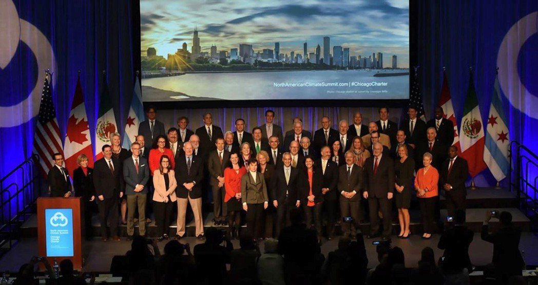 全球51個城市的市長，5日出席在芝加哥舉行的北美氣候峰會，共同簽署了“芝加哥氣候...