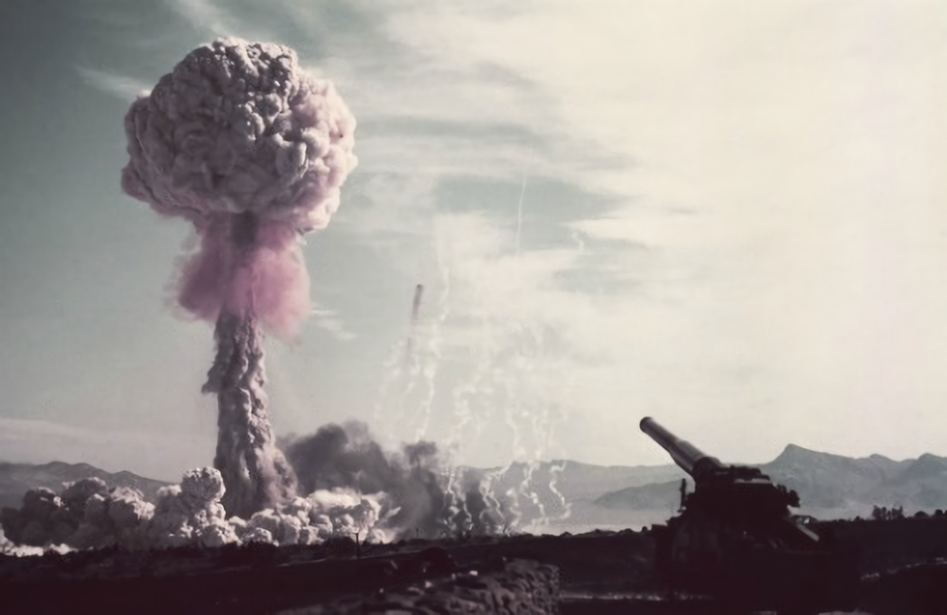 圖為內華達核試場進行試爆時畫面。 （美聯社）