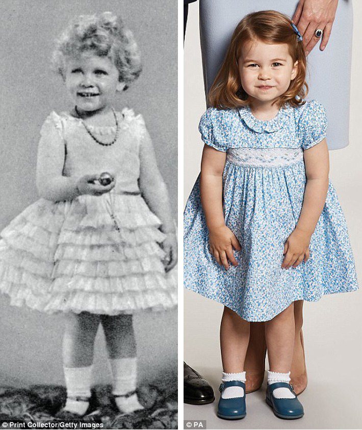 夏綠蒂小公主像極了伊莉莎白二世小時候的樣子。圖／擷自每日郵報