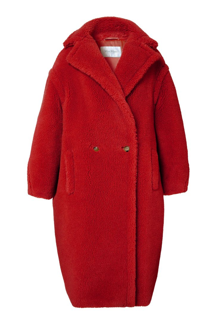 Max Mara 紅色泰迪熊大衣，售價14萬8,900元。圖／Max Mara提...
