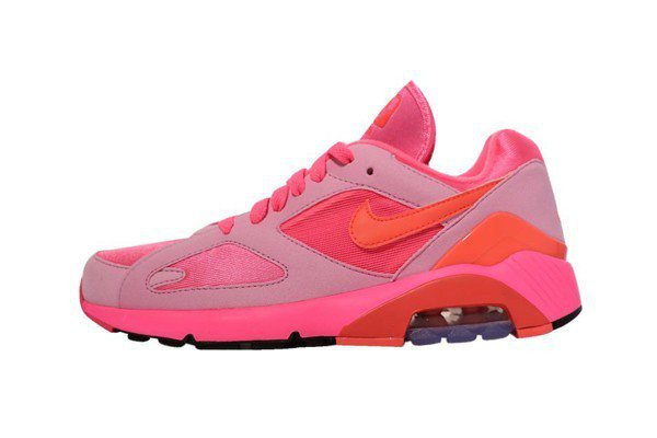 COMME des GARÇONS Homme Plus × Nike Air Max 180『電光粉』粉粉配色鞋，NT.12,200。(團團精品)。圖／Beauty美人圈提供