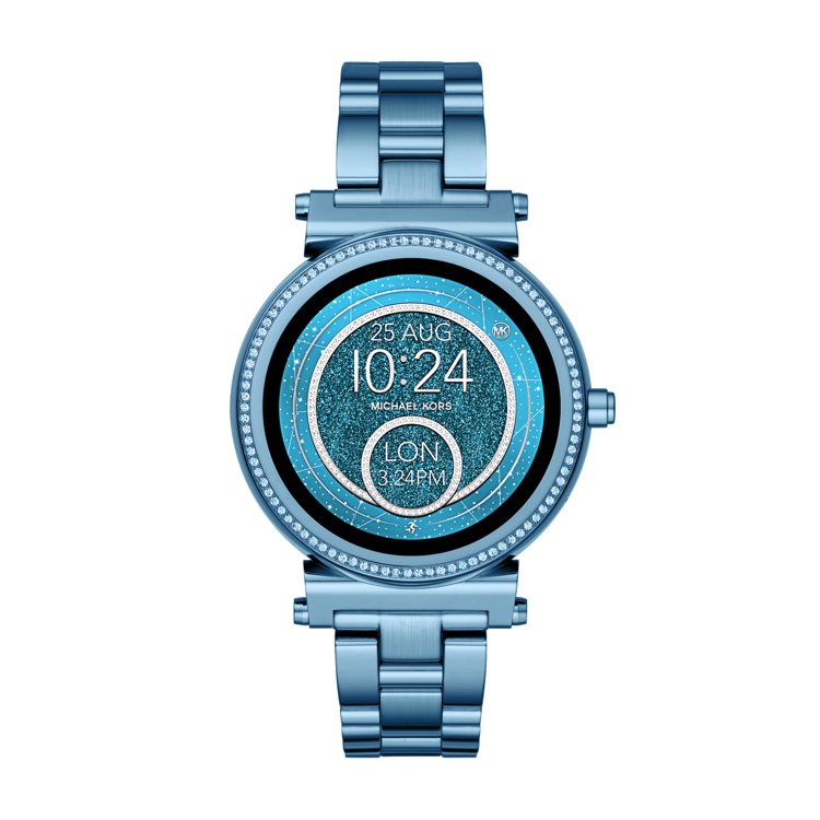 Michael Kors女款Sofie智能腕表，2018年春季天空藍色款，搭載了新應用程式「My Next」。圖／Michael Kors提供
