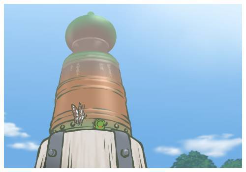 看似巨塔的造型，其實是伊勢神宮宇治橋的欄杆。圖／摘自旅かえる遊戲畫面