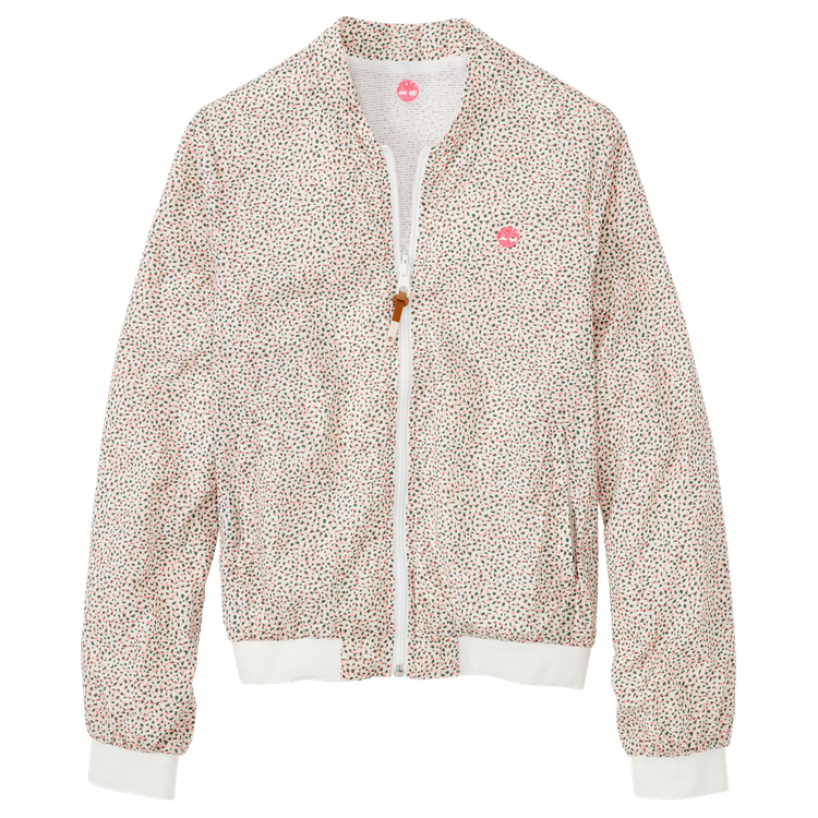 Mount Bigelow Cordura系列粉色點點印花可收納女裝飛行夾克，約5,900元。圖／Timberland提供
