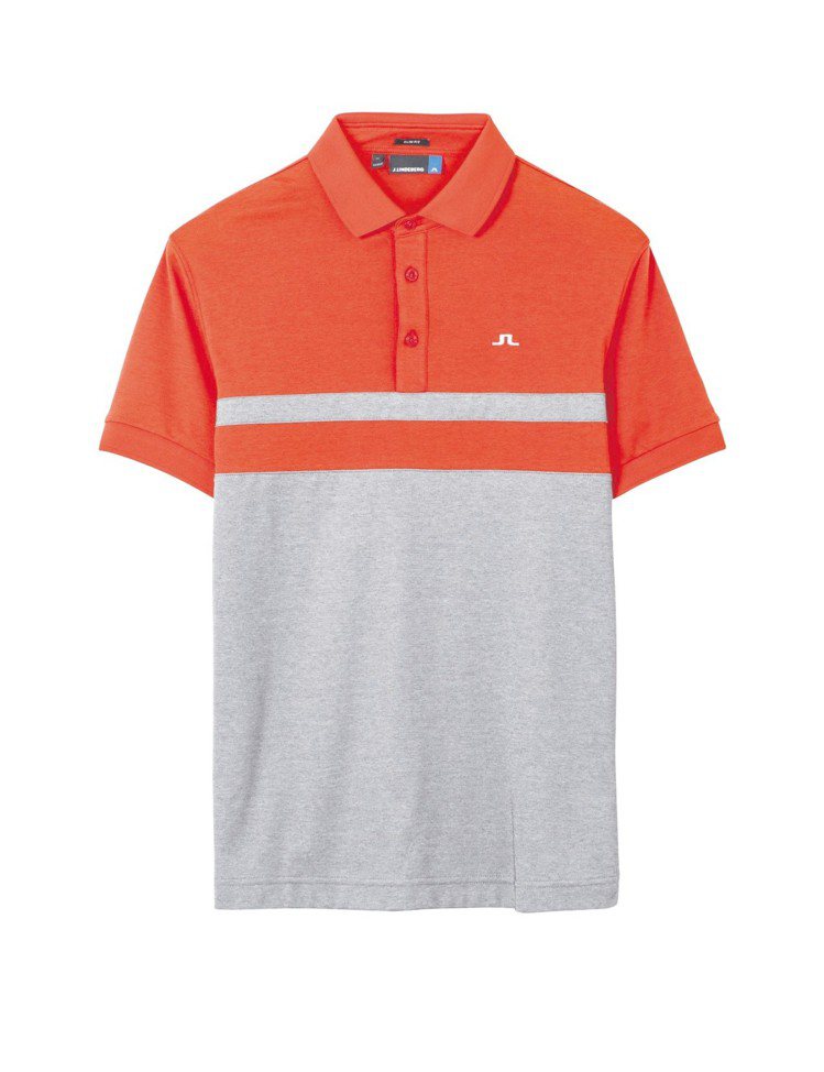 J.Lindeberg春夏高爾夫球系列條紋設計賽車紅Polo衫，約4,580元。圖／J.Lindeberg提供