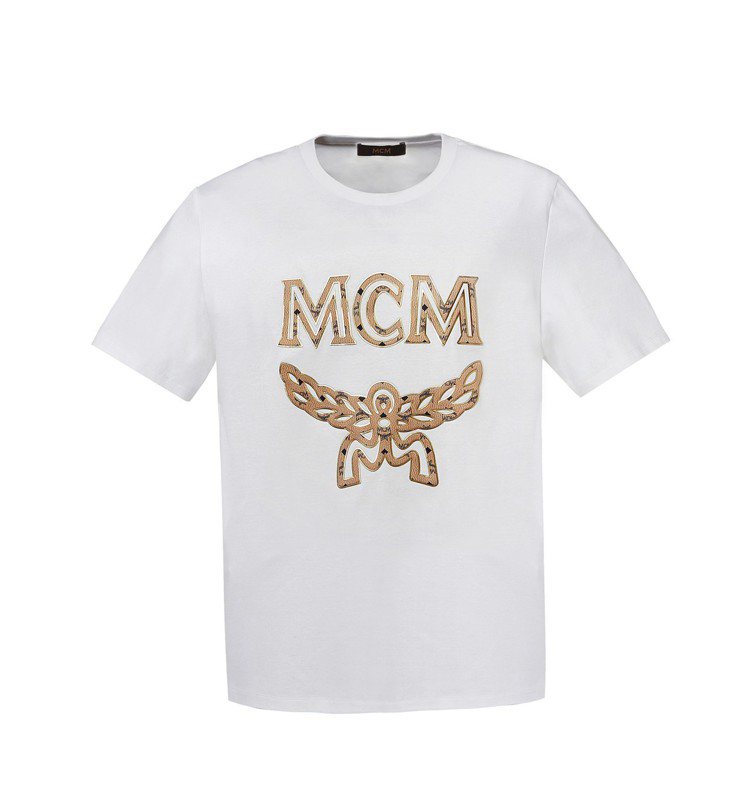 白色logo印花T恤，售價8,500元。圖／MCM提供