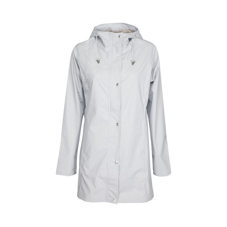 ILSE JACOBSEN藍白色防水雨衣，售價6,980元。圖／ILSE JACOBSEN提供