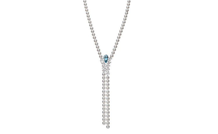MIKIMOTO Praise to Nature頂級珠寶系列南洋珍珠海水藍寶鑽石項鍊，830萬元。圖／MIKIMOTO提供