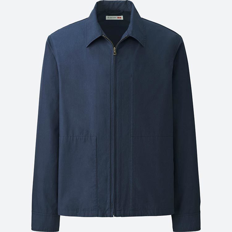 UNIQLO與Tomas Maier聯名系列男裝棉質府綢布勞森外套，約1,990元。圖／摘自UNIQLO官網