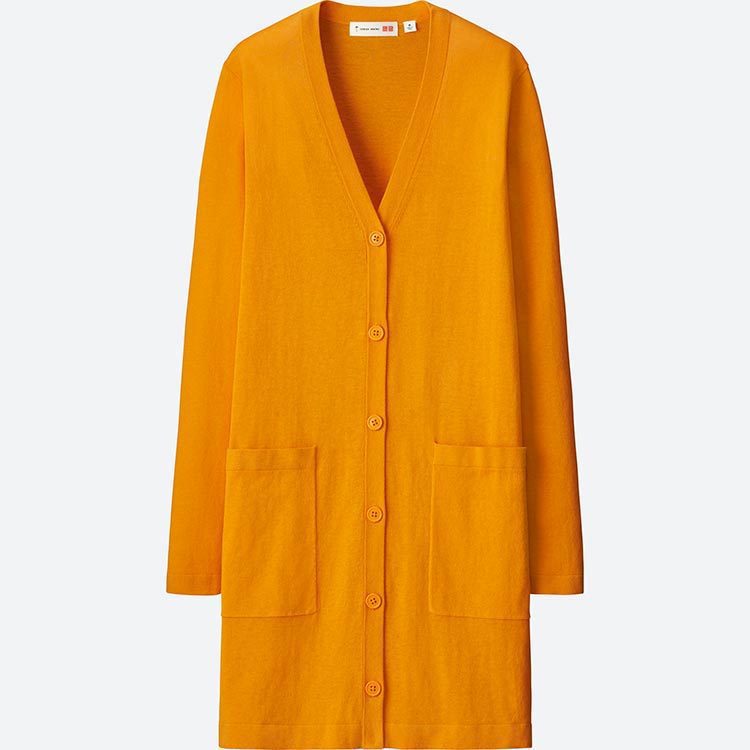 UNIQLO與Tomas Maier聯名系列女裝長版開襟外套，約1,490元。圖／摘自UNIQLO官網