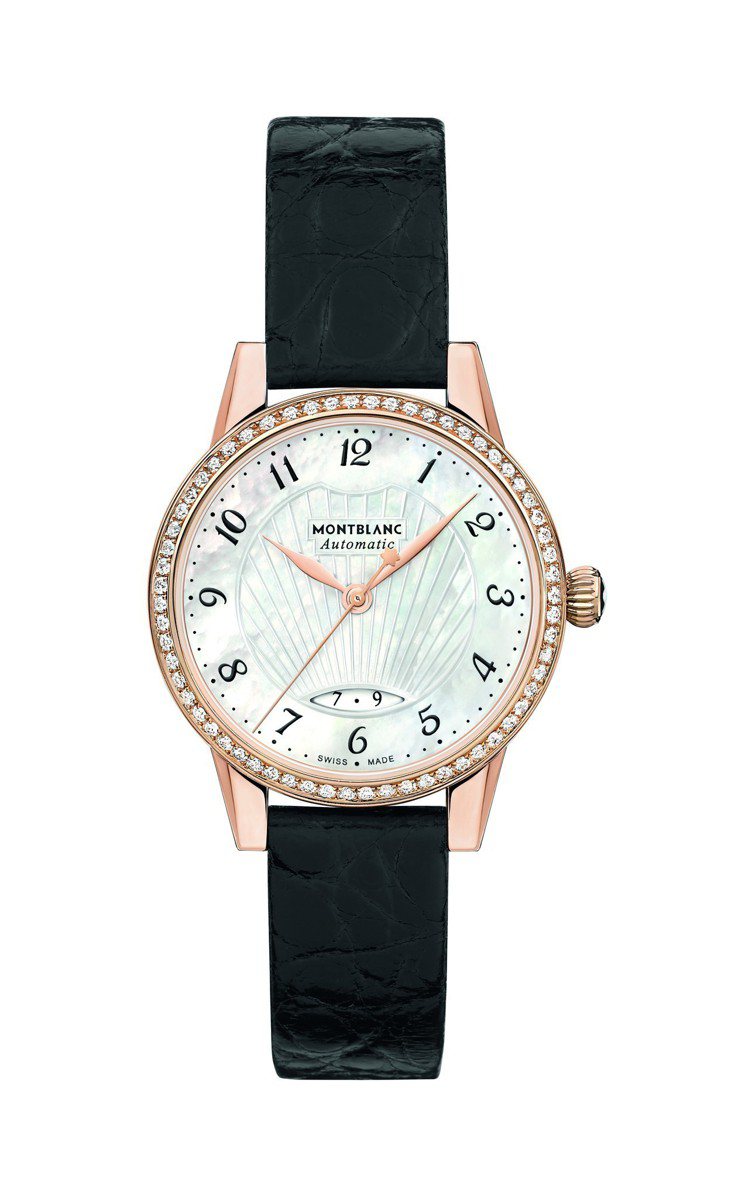 范冰冰於坎城配戴的萬寶龍Boheme寶曦系列日期顯示珠寶腕表，29萬4,200元。圖／萬寶龍提供
