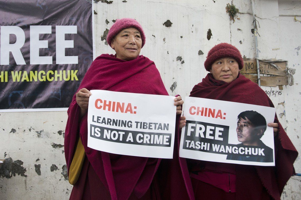 推廣藏人母語教育的藏族青年扎西文色（Tashi Wangchuk），在2016年...