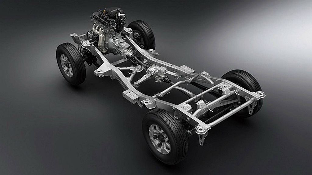 採用全新大樑底盤結構，全新Suzuki Jimny在車長、寬度與軸距等，都比第三...