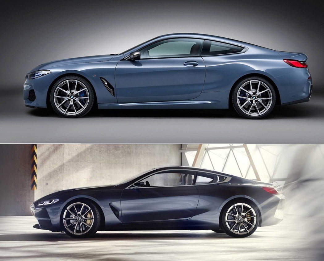 上圖為新世代BMW 8 Series Coupe，下圖為BMW Concept ...