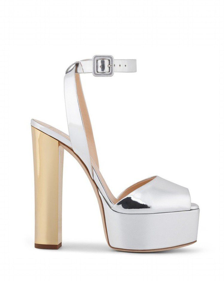 Angelababy同款GZD Betty銀色漆皮厚底高跟鞋。圖／Giuseppe Zanotti Design提供