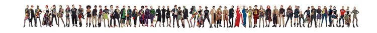 VERSACE秋冬廣告找來54位模特兒並列入鏡，傳達藝術總監Donatella Versace重視的多元文化，打造最「長」的廣告。圖／VERSACE提供