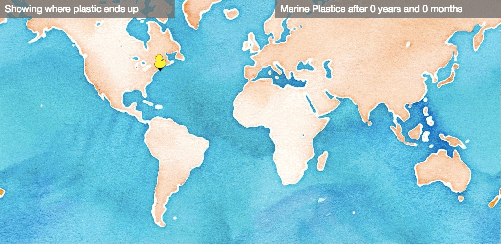 塑膠廢棄物在大西洋擴散的過程示意圖。圖／翻攝plasticadrift.org