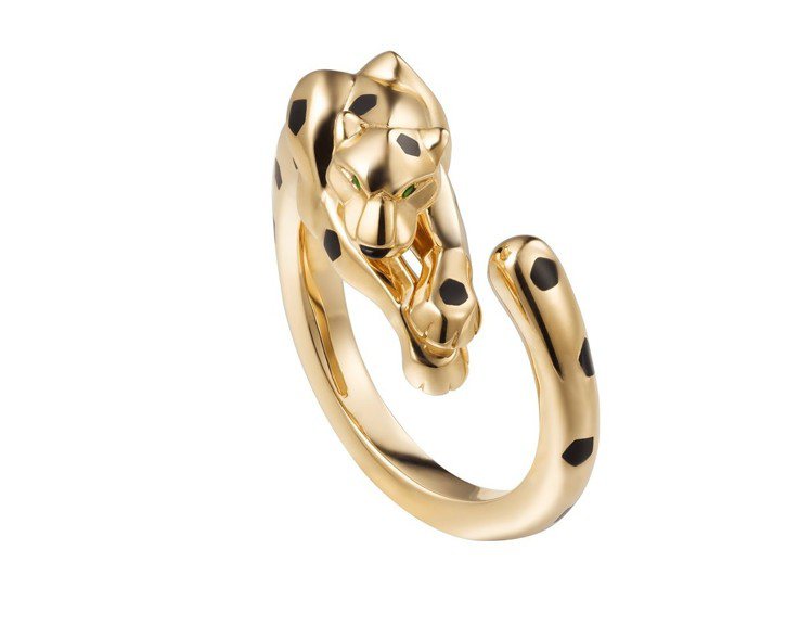 卡地亞 Panthere Lovée纏繞的豹黃K金戒指，23萬3,000元。圖...