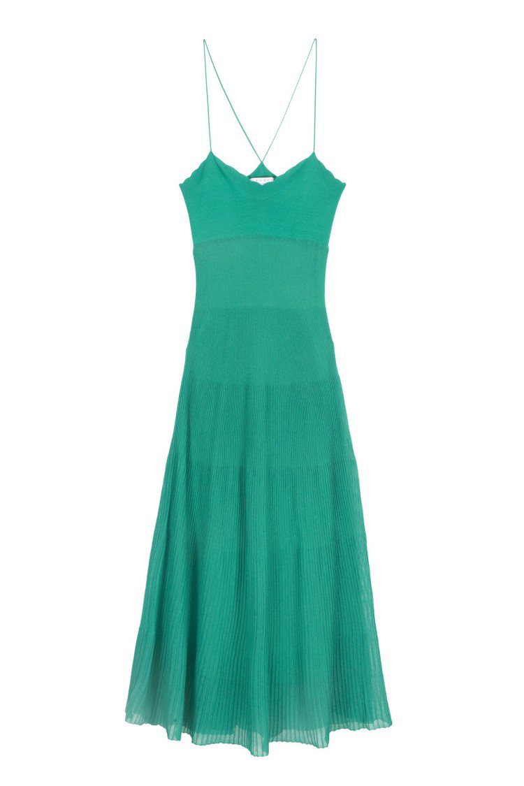 Sandro湖水綠針織連身裙，售價9,970元。圖／Sandro提供