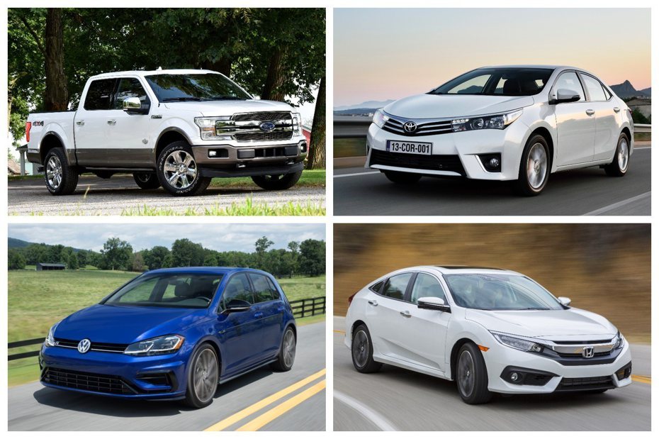 這四款車為今年上半年最暢銷前四名車款(僅為JATO調查的57個市場中計算)。 摘自Ford、Toyota、Volkswagen、Honda