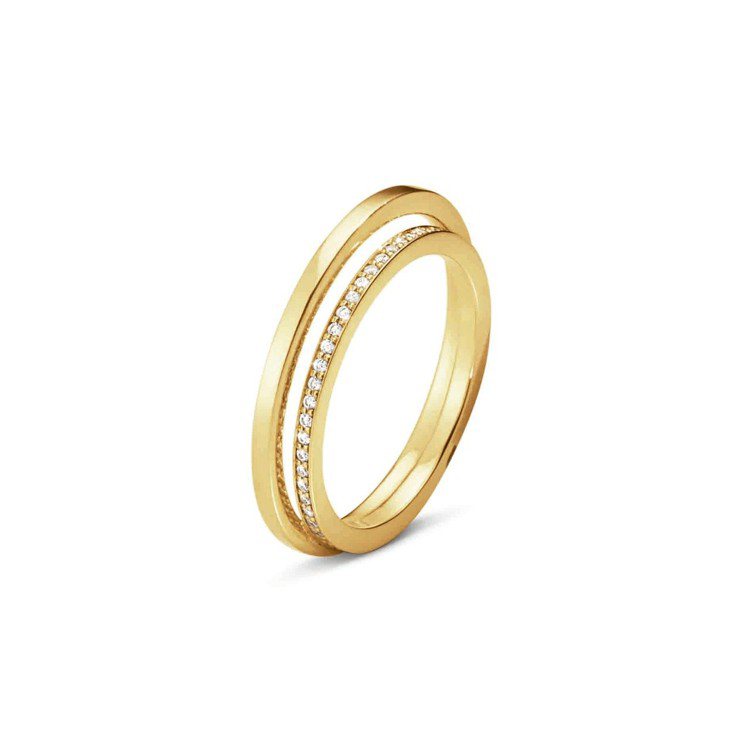喬治傑生 HALO系列18K黃金鋪鑽戒指 ，46,500元起。圖／喬治傑生提供