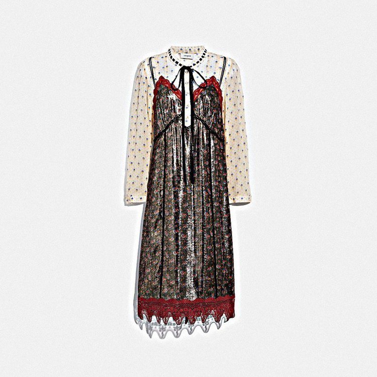 印花蕾絲裙裝，售價35,800元。圖／COACH提供
