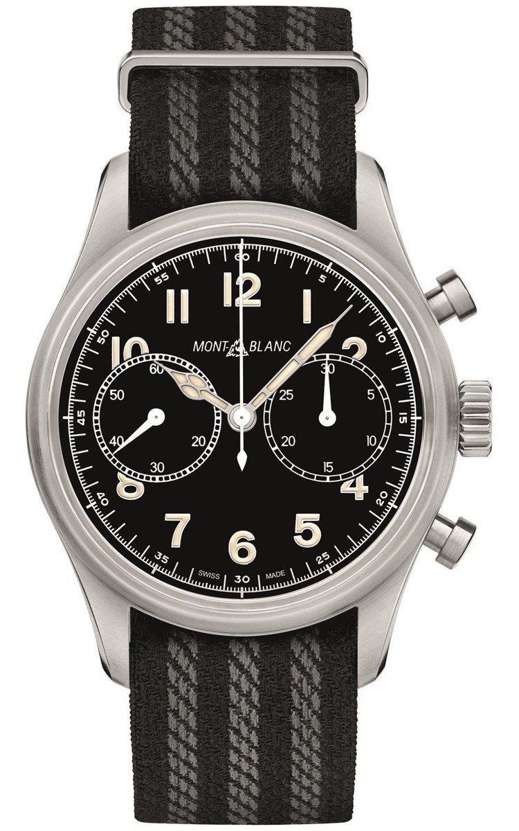 萬寶龍1858系列計時自動腕表，13萬8,000元。圖／萬寶龍提供