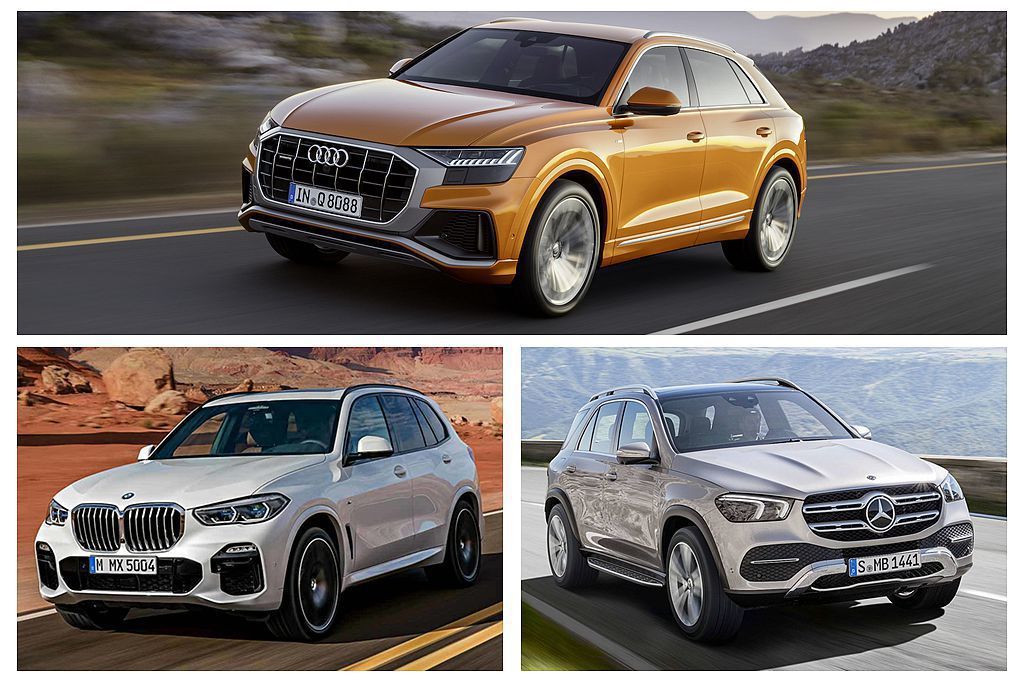 自今年中起陸續發表的德系豪華車廠新休旅，最快今年底起就會陸續登台開賣。 圖／Audi、BMW、Mercedes-Benz提供