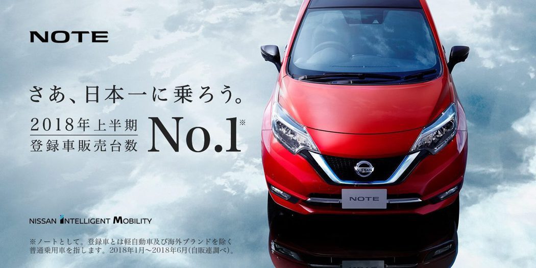 Nissan Note車系在今年日本上半年新車銷售排行名列第一！ 摘自Nissa...
