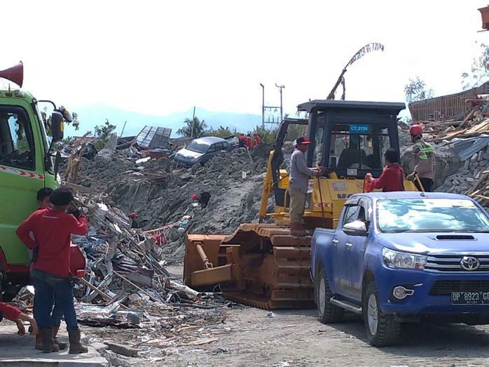 印尼日前遭7.5強震、海嘯襲擊，重災區貝托波面目全非。 （中央社）