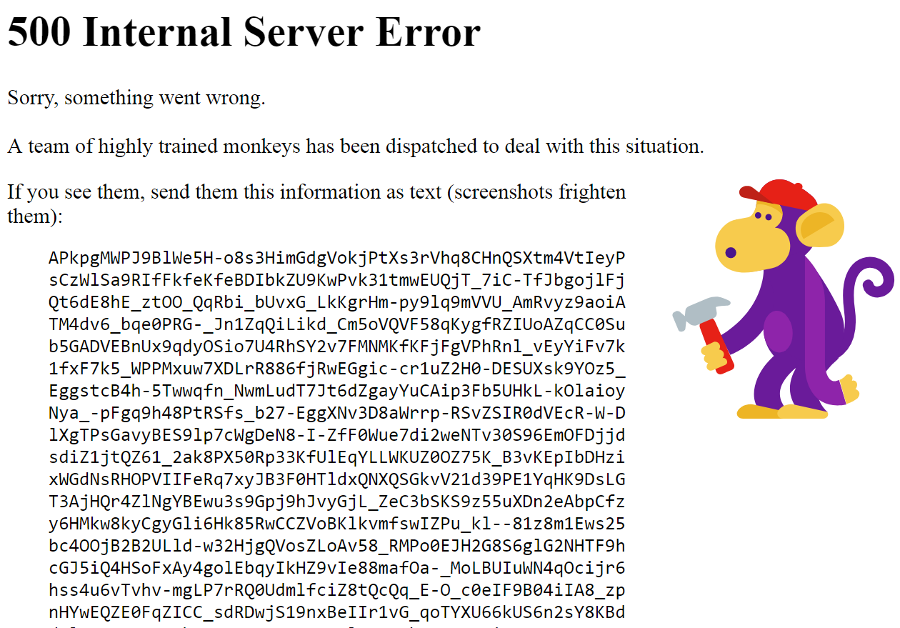 進入YouTube網站後，網站訊息顯示「已經派了一隊訓練有素的猴子去解決問題」。...