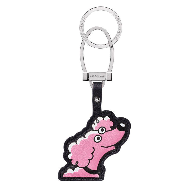 LONGCHAMP x Clo’e Floirat粉紅色鑰匙圈，售價3,600元。圖／LONGCHAMP提供