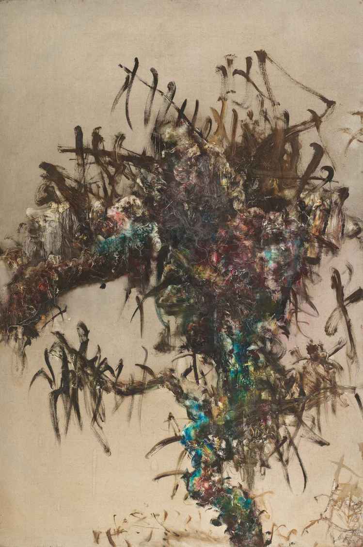 周春芽1993年油畫《樹的系列》，估價約9,779萬元。圖／佳士得提供