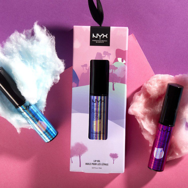 NYX Professional Makeup棉花糖樂園保養唇油，售價280元，共3色，台北忠孝SOGO獨家限時限量。圖／NYX提供