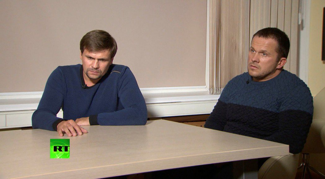 俄國男子波希洛夫（左）和裴卓夫（右）被揭發是下毒謀害史柯里帕的俄國特務，兩人今年...