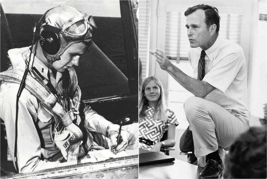 圖左為二戰期間，準備出轟炸任務的飛官老布希；圖右則是1970年，作為共和黨新秀、...