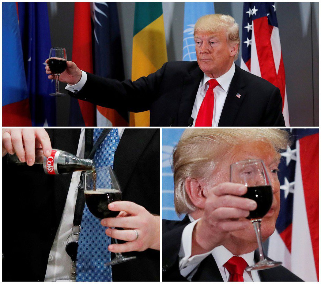 美國總統川普不愛喝酒，今年9月25日川普在紐約聯合國大會上與世界領袖共進午餐時，...