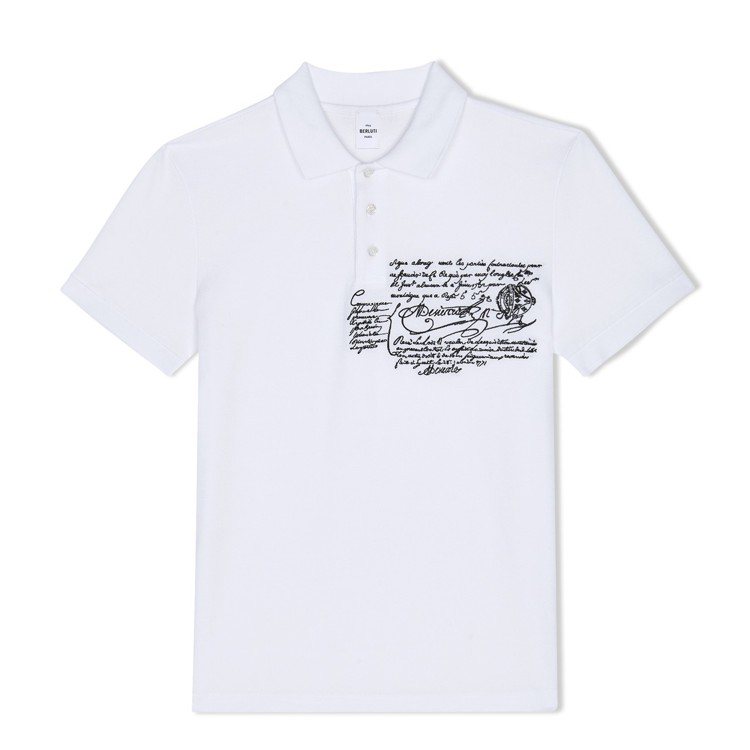 Berluti Scritto白色Polo衫，約20,300元。圖／Berluti提供
