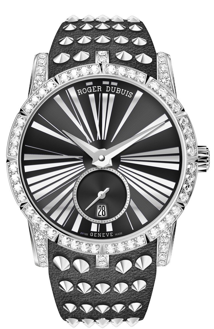 羅杰杜彼Excalibur 36白金鑲鑽自動上鍊腕表，130萬元。圖／羅杰杜彼提...