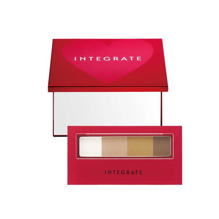 INTEGRATE櫻特芮極緻立體4色眉粉盒小紅鏡限定組，售價290元。圖／INTEGRATE提供