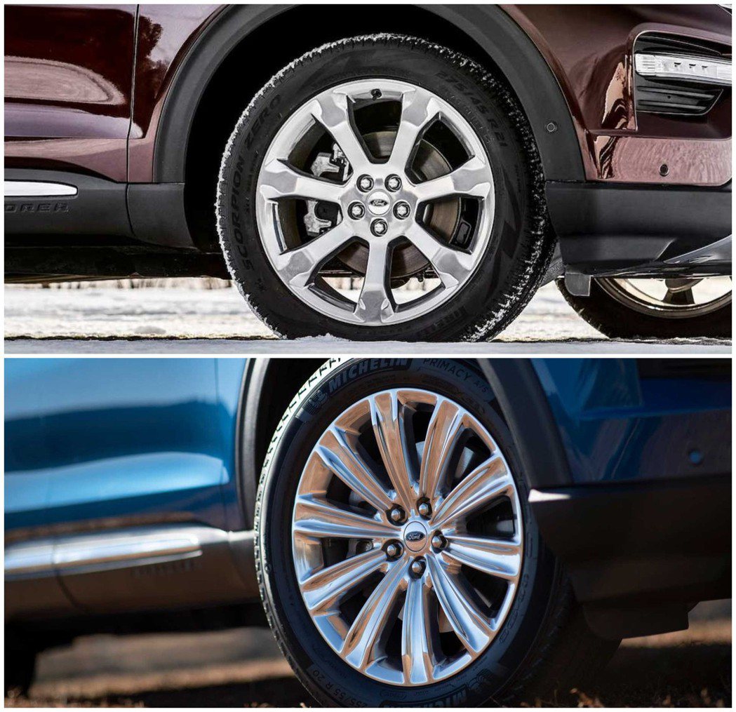 第六代Ford Explorer提供18吋至21吋的鋁圈選擇。 摘自Ford