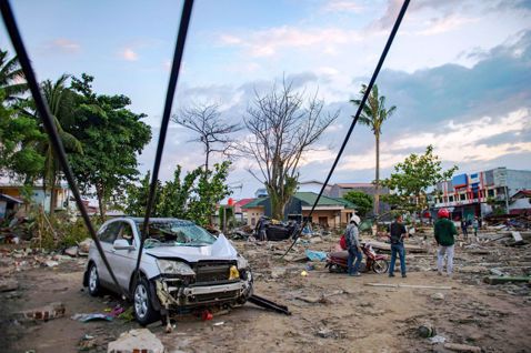 圖為2018年9月蘇拉威西島海嘯後的現場狀況。圖／路透社