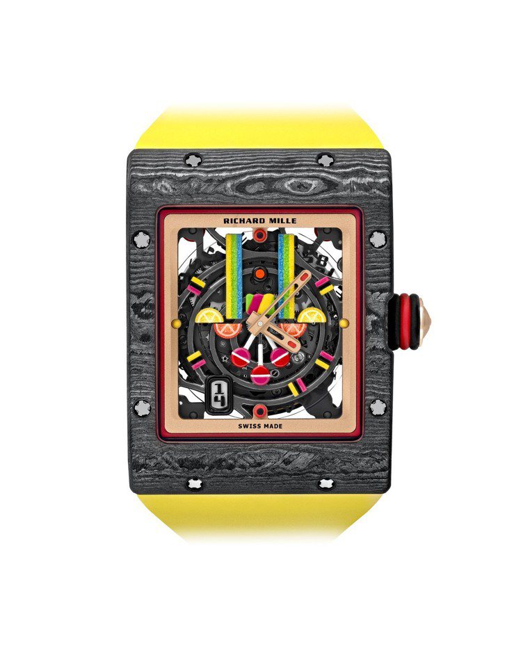 Richard Mille BonBon系列RM16-01 Fraise腕表，限量30只，約440萬元。圖／Richard Mille提供