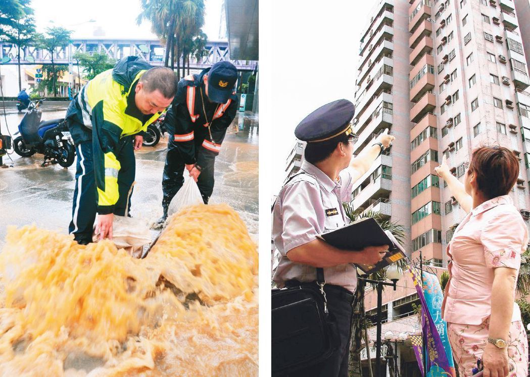 警察除了自身勤務，有時也需協助法院調查房屋使用情形（右圖）。2012年蘇拉颱風來...
